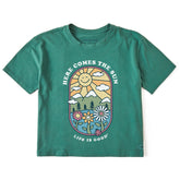 Women's Here Comes the Sun Retro Short Sleeve Crusher Boxy Tee