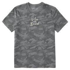 Men's LIG Vintage Wordmark Stacked Short Sleeve Allover Printed Crusher Tee