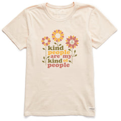 Women's Kind People Flowers Short Sleeve Crusher Tee