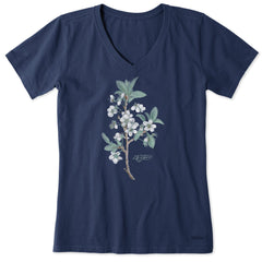 Women's Antique Plum Blossom Painting Short Sleeve Crusher Vee