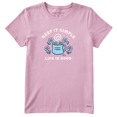 Women's Keep it Simple Coffee and Daisies Short Sleeve Tee