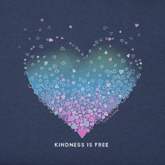 Women's Kindness is Free Evaporating Heart Long Sleeve Crusher Vee