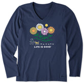 Women's Jackie and Rocket Wildflowers Long Sleeve Crusher Vee
