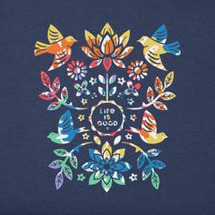 Women's Folk Art Garden Tie Dye Long Sleeve Crusher Tee