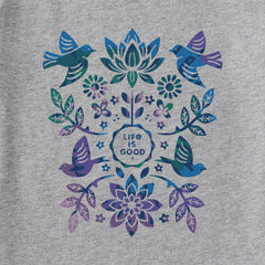Women's Folk Art Garden Tie Dye Long Sleeve Crusher Tee