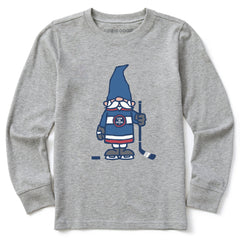Kids Hockey Gnome Long Sleeve Crusher Tee