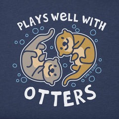 Kids Plays Well With Otters Long Sleeve Crusher Tee