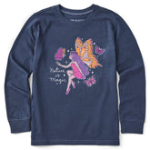 Kids Butterfly Fairy Nature is Magic Long Sleeve Crusher Tee