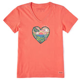 Women's I Like it Here Heart Short Sleeve Crusher-LITE Vee