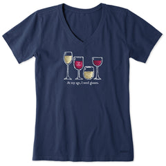 Women's I Need Wine Glasses Short Sleeve Vee
