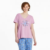 Women's Butterfly and Floral Compass Snuggle Up Relaxed Sleep Vee