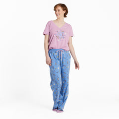 Women's Butterfly and Floral Compass Snuggle Up Relaxed Sleep Vee