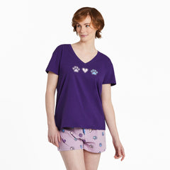 Women's Heart Paw Trio Snuggle Up Relaxed Sleep Vee