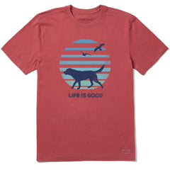Men's 70's Retro Dog Beach Walk Short Sleeve Crusher Tee