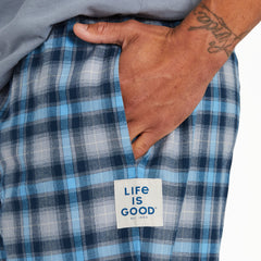 Men's Stone Blue Plaid Classic Sleep Pant