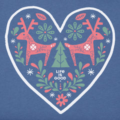 Women's Folk Winter Heart Long Sleeve Crusher Vee