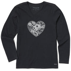 Women's Flowerful Love Long Sleeve Crusher Vee