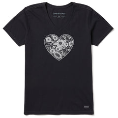 Women's Flowerful Love Short Sleeve Crusher Vee