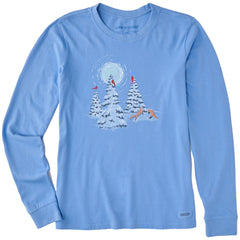 Women's Cardinals Snowy Trees Foxes Long Sleeve Crusher Tee