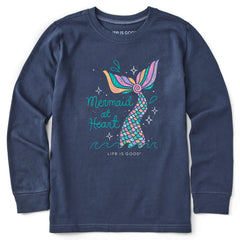 Kids Mermaid at Heart Long Sleeve Crusher Tee