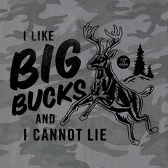 Men's I like Big Bucks Short Sleeve Allover Printed Crusher Tee