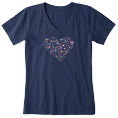 Women's Hearty Heart Short Sleeve Vee