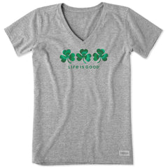 Women's 3 Tie Dye Clovers Short Sleeve Crusher Vee