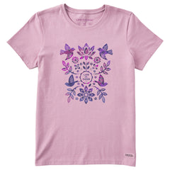 Women's Folk Art Garden Tie Dye Short Sleeve Tee