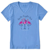Women's Girls Night Out Flamingo Short Sleeve Crusher Vee