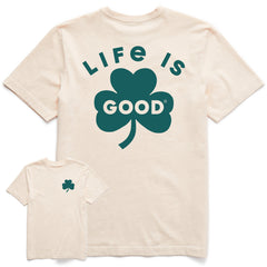 Men's Life is Good Bold Shamrock Short Sleeve Crusher Tee