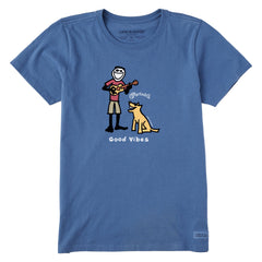Women's Jake & Rocket Martin Guitar Good Vibes Short Sleeve Crusher Tee