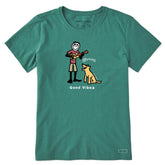 Women's Jake & Rocket Martin Guitar Good Vibes Short Sleeve Crusher Tee