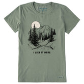 Women's I Like it Here Take it Outside Mountains Short Sleeve Crusher Tee