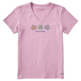 Women's Keep it Simple Three Daisies Short Sleeve Vee