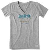 Women's Cool Palm Flowers Short Sleeve Vee