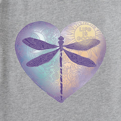 Women's Dragonfly Heart Short Sleeve Vee