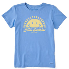 Women's Hello Sunshine Smiling Sun Short Sleeve Crusher Tee