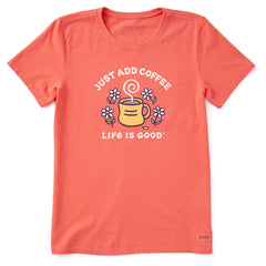 Women's Just Add Coffee & Daisies Short Sleeve Tee