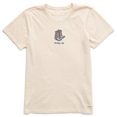 Women's Giddy Up Cowboy Boots Short Sleeve Crusher Tee