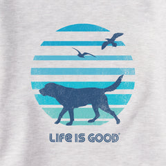 Women's 70's Retro Dog Beach Walk Simply True Fleece Crew