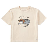 Women's Chill Out Cat Short Sleeve Crusher Boxy Tee