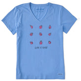 Women's Ladybug Grid Short Sleeve Crusher Vee