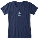 Women's Celestial Butterfly Moon Short Sleeve Crusher Vee