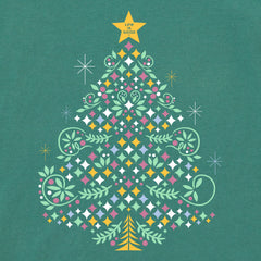 Women's Christmas Tree Sparkles Long Sleeve Crusher Vee