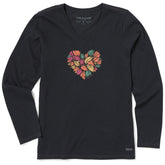 Women's Leaf Heart Long Sleeve Crusher-LITE Vee