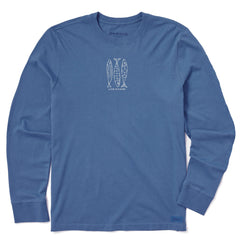 Men's Three Fish Sketch Long Sleeve Crusher Tee