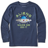Kids Aliens Made Me Do It Long Sleeve Crusher Tee