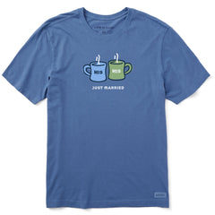 Men's His His Just Married Mugs Short Sleeve Crusher Tee