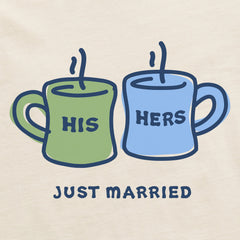 Women's His Hers Just Married Mugs Short Sleeve Crusher Tee