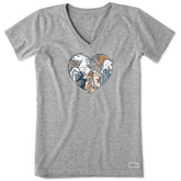 Women's Horses Heart Short Sleeve Vee